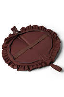 Pochette demi-lune vintage chic marron café à volants et cordon de serrage, mini trousse de maquillage portable douce et légère pour femme