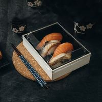 Boîte à emporter rectangulaire en bois jetable, emballage de Sushi, boîte à emporter en bois pour Sushi