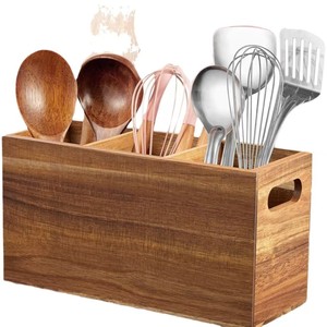 Wooden <b>Storage</b> <b>Box</b> Rectangular With Handles For <b>Kitchen</b> Tableware Organization - Product Image 2