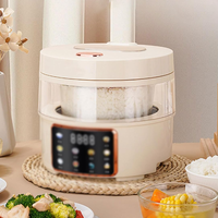 Cuiseur à riz blanc crème à faible teneur en sucre - Panier vapeur relevable, commande tactile intelligente, pour une cuisine saine à la maison