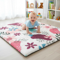 Tapis de jeu pour bébé en mousse épaisse et douce, imprimé floral en coton, de haute qualité, matelassé, lavable et amovible – Fournisseur d'usine