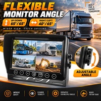 Layar Mobil 7 Inci AHD 1080P 4 Kanal Quad Split dengan Input Video, Remote Control, Kamera Mundur, dan Layar untuk Truk Berat
