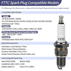 Bougies d'allumage F7TC Standard Powersports pour <span class=keywords><strong>Honda</strong></span> GX120 GX160 GX200 GX240 GX270 GX340 GX390 GCV160 <span class=keywords><strong>GCV190</strong></span> - Product Image 5