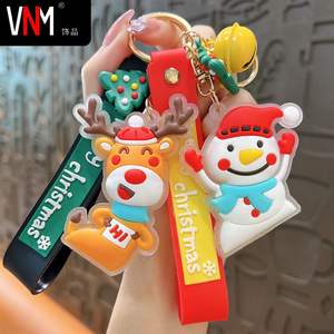 Bon marché PVC Père Noël Bonhomme <span class=keywords><strong>de</strong></span> neige Porte-clés 3D Porte-clés <span class=keywords><strong>de</strong></span> Noël personnalisé en caoutchouc - Product Image 3