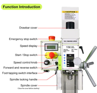 Machine à fraiser manuelle Numobams Vm18L, facile à utiliser, avec protection contre les surcharges