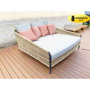Élégant confort en aluminium corde tissage Patio jardin carré extérieur lit <span class=keywords><strong>de</strong></span> jour côté piscine <span class=keywords><strong>double</strong></span> chaise longue utilisée pour la plage - Product Image 2