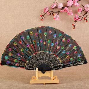 White Handle Fabric Printed Plastic Hand Fan Portable DIY Style for Business <b>Gifts</b> or Parties Model Pattern on Bamboo - Product Image 6