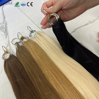 Extensions de cheveux humains plume blonde droite 16 "18" 20 "22" Extension de cheveux Micro boucle nouée à la main pour l'approvisionnement en salon