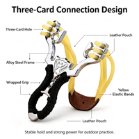 Lance-pierre en alliage métallique 3Card 6String avec bandes élastiques épaissies pour la pratique de la tir à l'extérieur pour adultes