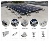 Rails de fixation pour panneaux solaires avec colliers intermédiaires et colliers d'extrémité, attaches SUS304, surface anodisée, modulaires pour projets photovoltaïques sur toiture