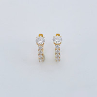 Boucles d'oreilles clips rondes à quatre griffes en or jaune 18 carats avec diamant de laboratoire, boucles d'oreilles en or, boucles d'oreilles en forme de cœur, boucles d'oreilles tendance
