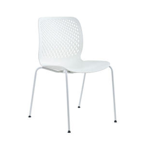 White <b>Stackable</b> Modern PP Plastic <b>Dining</b> <b>Chair</b> with Metal Legs for Hotel Cafe Restaurant Office Use - Product Image 4