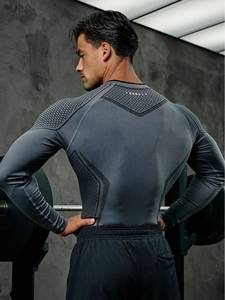 Maglia Sportiva <span class=keywords><strong>da</strong></span> Uomo per Corsa e Fitness, Traspirante, ad Asciugatura Rapida, con Motivo a Pipistrello, Manica Lunga, Stile Classico <span class=keywords><strong>da</strong></span> Strada - Product Image 5