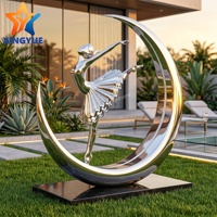 Escultura de Bailarina Luna Creciente de Acero Inoxidable Pulido Espejo Grande para Arte en Exteriores e Interiores en Plazas y Parques Urbanos