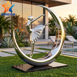 Escultura de Bailarina Luna Creciente de Acero Inoxidable Pulido Espejo Grande para Arte en Exteriores e Interiores en Plazas y Parques Urbanos - Product Image 2