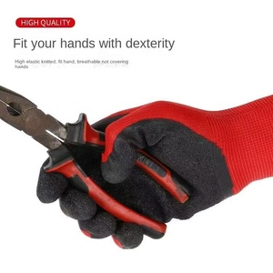 Gants de protection en latex noir givré lisse, élastiques, resserrants, 22 cm, résistants à l'usure, respirants, antidérapants en caoutchouc, avec fil rouge - Product Image 5