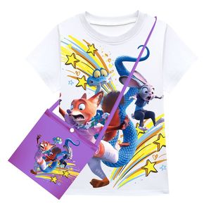 Ensemble de trois pièces pour filles, jupe plissée à manches courtes, sac, mode cosplay, ville des animaux fouillis - Product Image 1