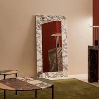 Miroir de corps entier rectangulaire sur mesure en marbre Calacatta Viola avec cadre en marbre, miroir en marbre