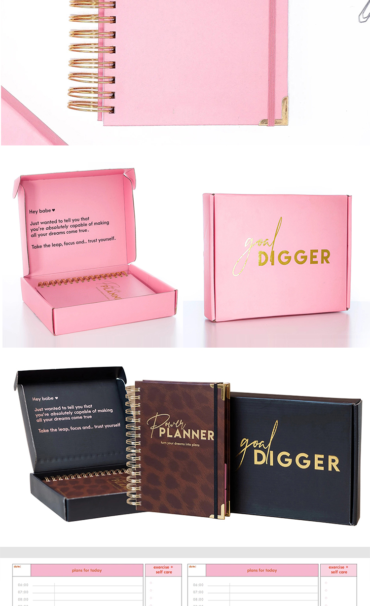 Custom Logo Pink Spiral Weekly Mo<i></i>nthly Goal Dairy Event Journal Planner Agenda Notebook For Girl