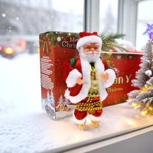 Pendentif décoratif de Noël Père Noël grimpeur de perles électrique fait main avec musique et échelle de corde, ornement cadeau - Product Image 1