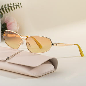 Nuevas gafas de sol estilo europeo con forma de ojo de gato para mujer, montura metálica, protección UV400, clase 2, con caja de embalaje - Product Image 5