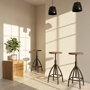 Modern Enterenprise Wooden Top Bar <b>Stools</b> Metal Frame <b>Adjustable</b> <b>Height</b> Solid Wood Construction 4-Year Warranty Kitchen Counter - Product Image 1