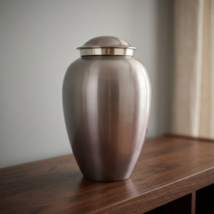 Silver Aluminum Cremation Urn Matte Metal Keepsake <b>Casket</b> Round Memorial <b>Ashes</b> Container <b>for</b> Home Display - Indian Home Crafts - Product Image 1