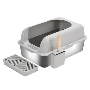 Popular Design Stainless Steel Cat Litter Box Big Height And Width Easy Cleaning Cat Excrement Box No Residue Buildup Cat Toilet
