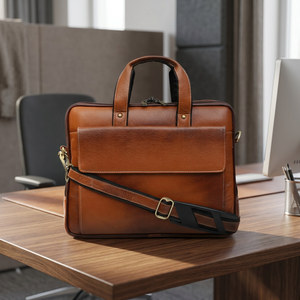 Sac à main pour ordinateur portable, sac à bandoulière, sac de bureau, sac à main classique en cuir véritable B S International, best-seller, populaire, décontracté, grande capacité - Product Image 1
