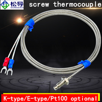 Sensor de Temperatura Industrial PT100 Tipo K y Tipo E con Tornillo Metálico M6/M8, Personalizable OEM, Medición con Resolución 1C