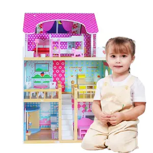 WF usine nouveau design enfants semblant jouer maison victorienne 13 mini accessoires en bois grande maison de poupée pour jouer maison jouet