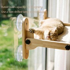 Hamac mural sur mesure pour chat, support mural en bois massif avec ventouse pour fenêtre en verre, structure d'escalade suspendue pour balcon, lit pour chat - Product Image 2