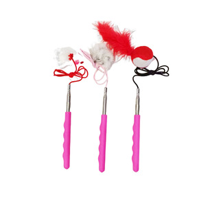 Stainless Steel Extendable Plush <b>Cat</b> Teaser Toy With Feather And Mouse Design For Indoor Play And Boredom Buster - Product Image 1