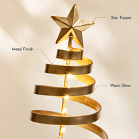 Sapin de Noël en métal pré-éclairé de qualité supérieure, écologique, avec lumières LED blanc chaud et base de support pour une utilisation en intérieur