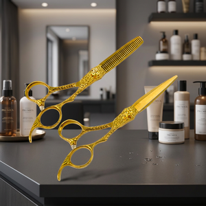 Tijeras de Peluquería Profesionales de 6.0 Pulgadas con Diseño Moderno y Patrón Damasco, Tijeras Planas con 28 Dientes - Product Image 3