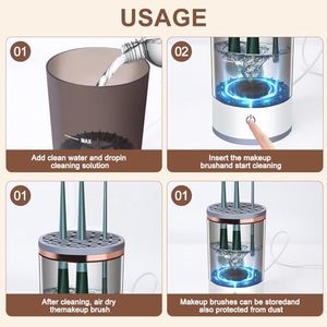 2024 Nuevo limpiador eléctrico de brochas de maquillaje USB automático giratorio brochas cosméticas limpiador Herramientas de limpieza rápida y exhaustiva - Product Image 6