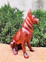 Meilleures ventes : Sculptures rustiques de scène montagneuse, Totem tribal en forme de loup-chien, en bois d'ironwood africain, pour mobilier de maison et salon