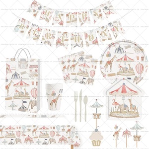 Juego de Vajilla Desechable DAMIA con Diseño de Animales, Platos de Papel para Fiestas de Cumpleaños, Decoraciones para Mesa - Product Image 2