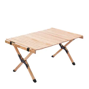 طاولة تخييم خشبية قابلة للطي محمولة للمكتب للنزهات والتخييم في الهواء الطلق
