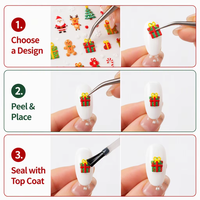Autocollants pour ongles de Noël, décorations 5D en relief, Père Noël, sapin de Noël, autocollants adhésifs pour ongles avec renne, canne, flocon de neige