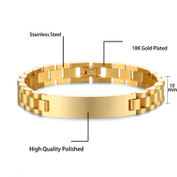 BINSHUO Bracelet Personnalisé en Acier Inoxydable Bijoux Homme Plaqué Or Gravure Laser Nom Personnalisé Bracelet Montre Vierge Bracelets d'Identification Hommes