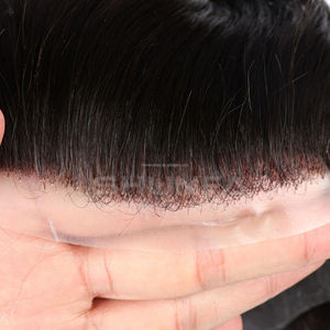 Prothèse capillaire Herrera Thin Skin Knots V-looped, densité 90%, peau ultra-fine 0,02 mm, Polyskin, système de remplacement capillaire en cheveux humains pour hommes, toupet - Product Image 3