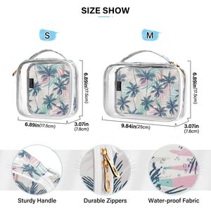 Lot de 2 trousses de toilette transparentes en PVC avec imprimé palmier, personnalisables avec logo, grande capacité, étanches, pour voyage - Product Image 3