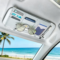 Porte-cartes de luxe en cuir PU pour pare-soleil de voiture - Sac de rangement pour billets, permis de conduire et support de téléphone portable