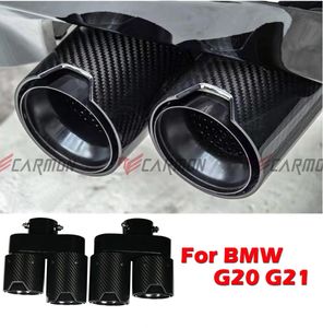 Punta de escape de fibra de carbono de acero inoxidable cuádruple para <span class=keywords><strong>BMW</strong></span> G20 G21 330i <span class=keywords><strong>330d</strong></span> 330e 320i, punta de silenciador, boquilla de sistema de escape, tubo de escape - Product Image 6