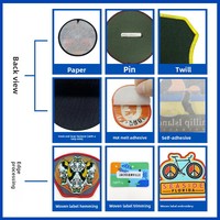 Étiquette tissée personnalisée en polyester à point noué pour col, écusson de vêtement scolaire, poitrine et dos, pour personnalisation de vêtements en usine par broderie
