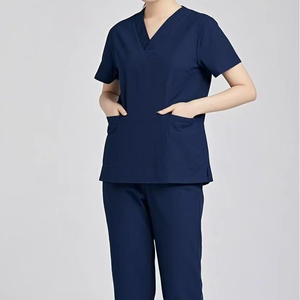 Tenue Médicale Personnalisée avec Passepoil Contrastant, Uniforme d'Infirmière Col en V, 3 Poches, Manches Courtes, Ensemble d'Hôpital - Product Image 3
