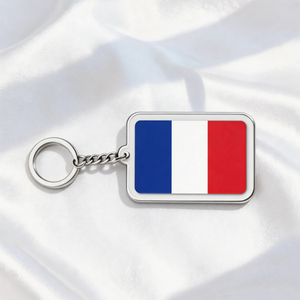 Porte-clés drapeau français personnalisé <span class=keywords><strong>pas</strong></span> <span class=keywords><strong>cher</strong></span> en métal et acrylique, souvenir de la Fête nationale de la France, vente en gros, fournisseur d'usine, en vrac - Product Image 1