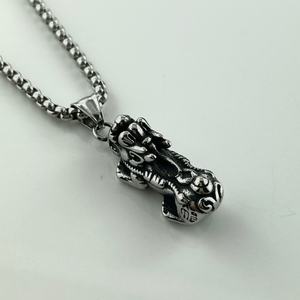 Personalized Retro Pixiu Pendant Trendy Men's and Women's Necklace with Stainless Steel <b>Chain</b> Fortune Seeking Treasure Jewelry - Product Image 6