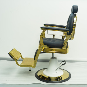 Toonbeeld Goud Luxe Vierkante Rug Lederen Kappersstoel Met Aangepast Logo Geïmporteerd Uit China Voor Kapperszaken - Product Image 6